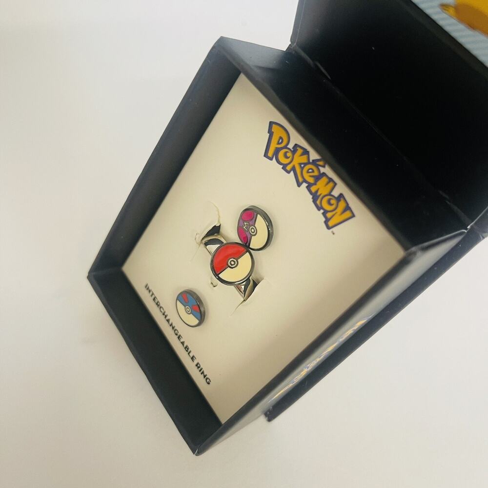 Size 8 Pokemon Pokeball Intechangeable RING , Set Of 3, Officially Licensed - Picture 5 of 8